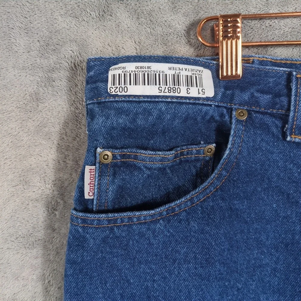 Carhartt Mens Relaxed Fit Straight Leg Dark Wash Blue Denim Jeans 40x34 Workwear